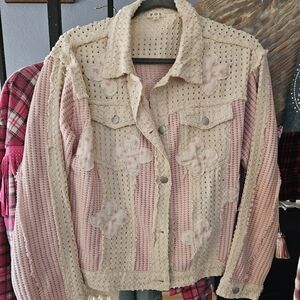 POL Cream Crochet Knitwear